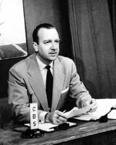 Walter Cronkite delivers the news